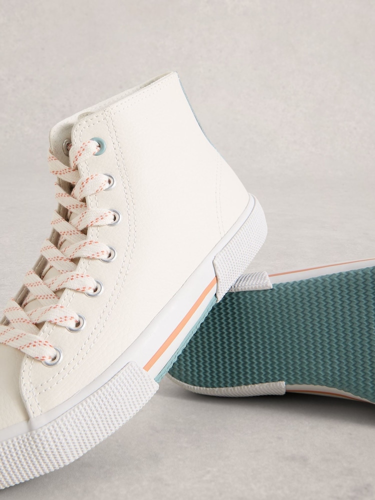 White Stuff White Pippa Leather Hi-Top Trainers - Image 2 of 4