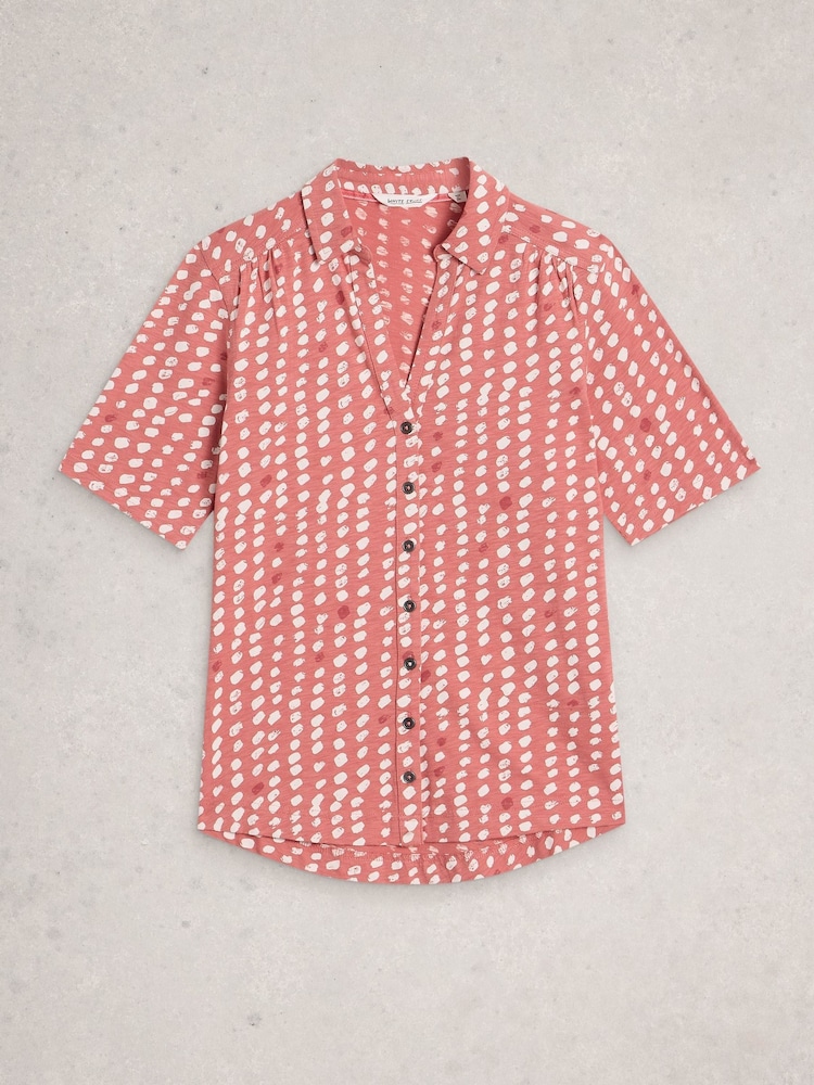 White Stuff Pink Annie Short Sleeve Jersey Shirt - Image 1 of 2