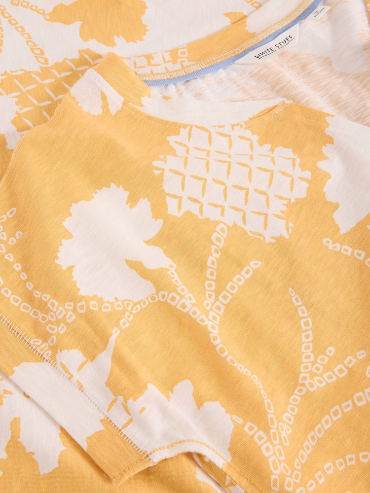 White Stuff Yellow Nelly Notch Neck T-Shirt - Image 6 of 6