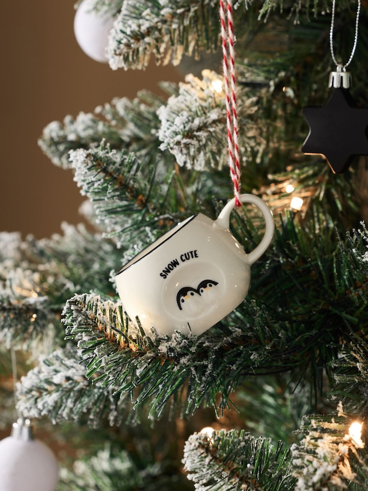 Monochrome Penguin Mini Mug Christmas Bauble - Image 1 of 3