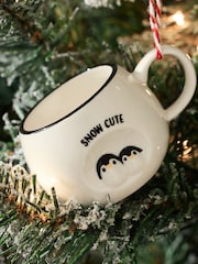 Monochrome Penguin Mini Mug Christmas Bauble - Image 2 of 3