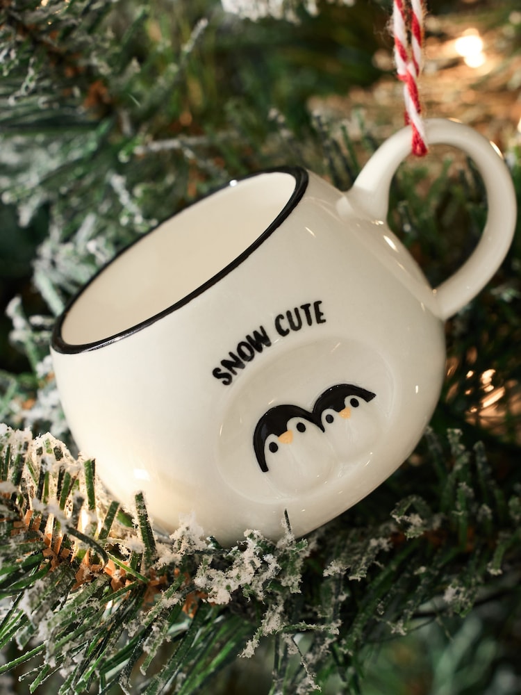 Monochrome Penguin Mini Mug Christmas Bauble - Image 2 of 3