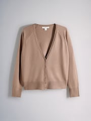 The Set 2 Pack Fine Knitted V-Neck Cardigans Chocolate Brown/Camel Brown - Image 3 of 5