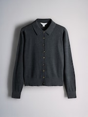 The Set 3 Pack Collared Cardigan With Wool Charcoal Grey/Navy Blue/Bugundy Red - Image 7 of 9