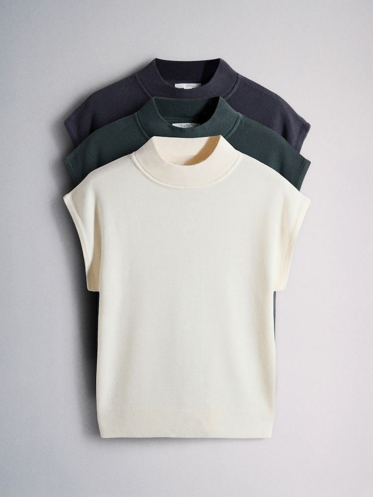 The Set 3 Pack Soft Knit Funnel Neck Sleeveless Vests - Slika 1 od 14