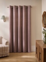 Burgundy Red Brushed Stripe Super Thermal Eyelet Door Curtain - Image 3 of 4