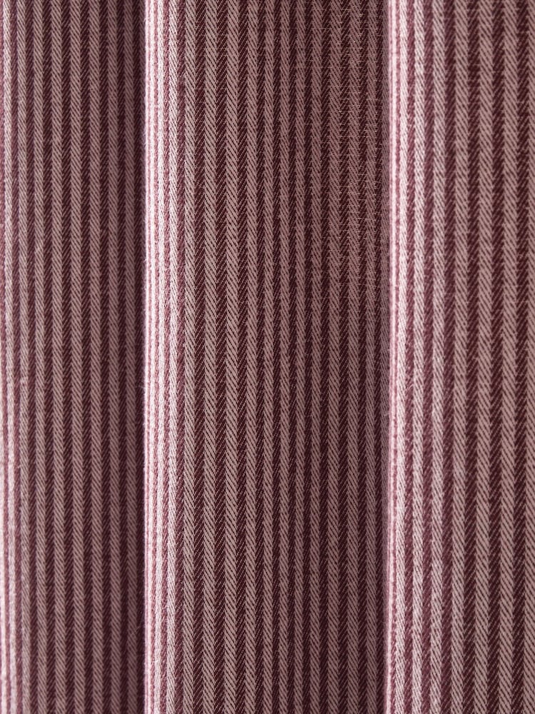 Burgundy Red Brushed Stripe Super Thermal Eyelet Door Curtain - Image 6 of 6 Burgundy Red Brushed Stripe Super Thermal Eyelet Door Curtain - Image 6 of 6