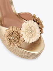 Carvela Gold Sorrento Flower Platform Sandals - Image 3 of 4