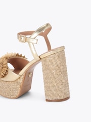 Carvela Gold Sorrento Flower Platform Sandals - Image 4 of 4