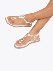 Blanc - Sandales plates Carvela Amalfi à barre en T - Image 5 de 5