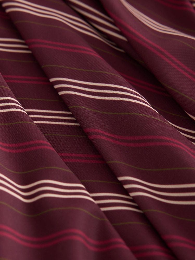 Burgundy Red Stripe Long Sleeve V-Neck Mini Dress - Image 2 of 3 Burgundy Red Stripe Long Sleeve V-Neck Mini Dress - Image 2 of 3