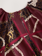 Burgunderroter Ketten-Print - Midikleid mit Puffärmeln - Bild 6 von 7