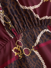 Burgunderroter Ketten-Print - Midikleid mit Puffärmeln - Bild 7 von 7