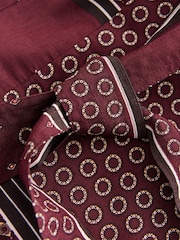 Burgundy Red Scarf Print Long Sleeve Tie Waist Shirt Dress - Image 7 of 8