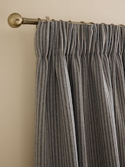 Navy Blue Brushed Stripe Lined Curtains - Image 1 of 6