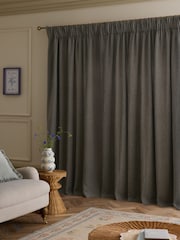 Navy Blue Brushed Stripe Lined Curtains - Image 3 of 6