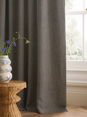 Navy Blue Brushed Stripe Lined Curtains - Image 4 of 6