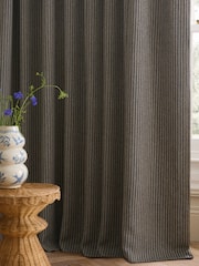 Navy Blue Brushed Stripe Lined Curtains - Image 5 of 6