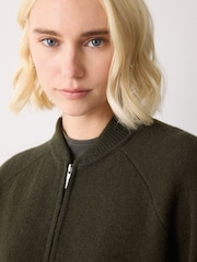 Jigsaw Green Knitted Bomber Jacket - Image 4 of 7