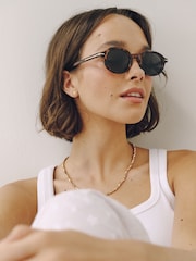 Tortoiseshell Brown Round Sunglasses - Image 2 of 5