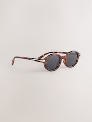 Tortoiseshell Brown Round Sunglasses - Image 3 of 5