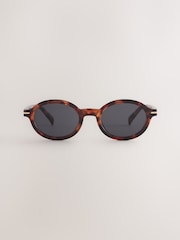 Tortoiseshell Brown Round Sunglasses - Image 4 of 5