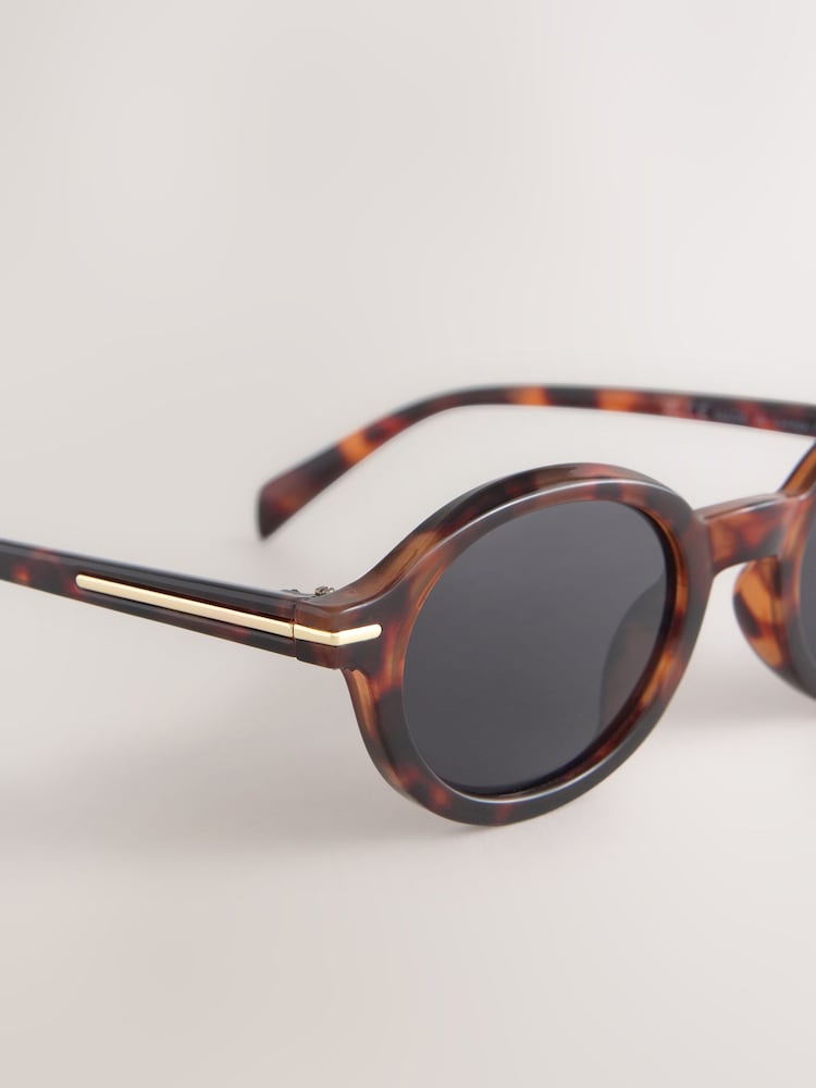 Tortoiseshell Brown Round Sunglasses - Image 5 of 5 Tortoiseshell Brown Round Sunglasses - Image 5 of 5