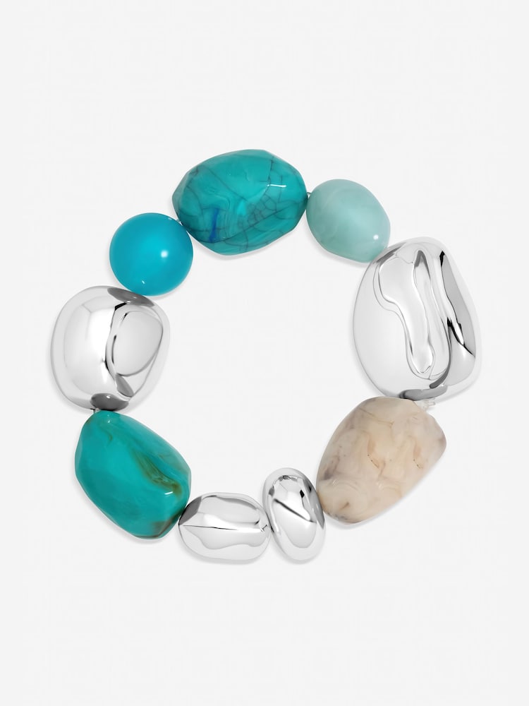 Mood Silver Tone Turquoise Resin Stretch Bracelet - Image 1 of 1
