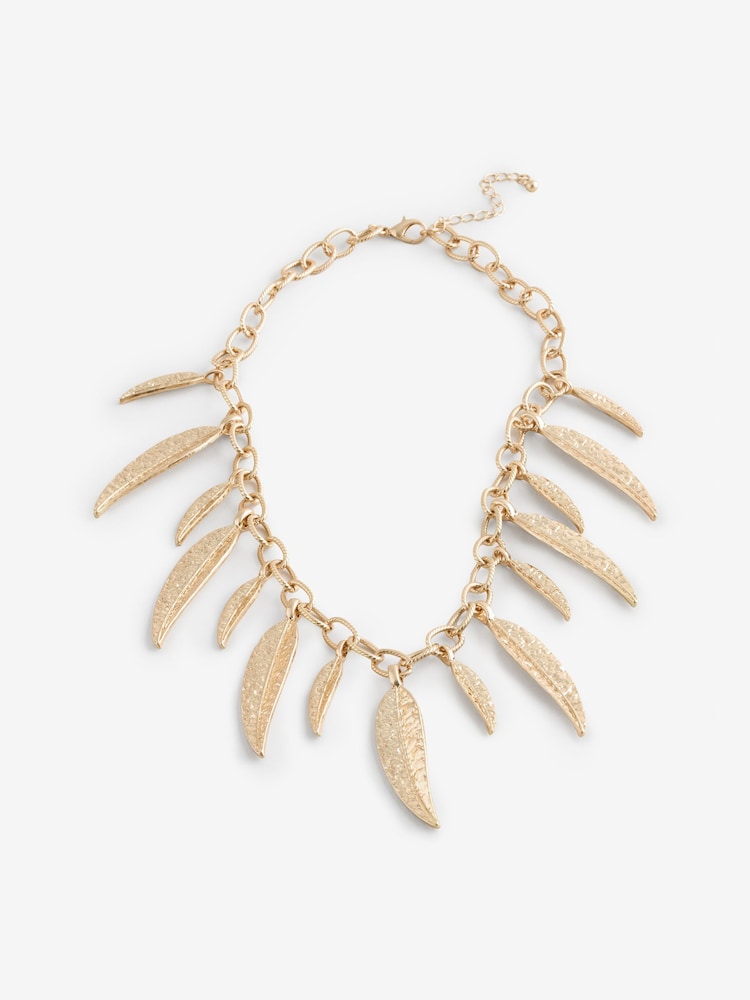Mood Gold Tone Leaf Necklace - Image 3 of 3 Mood Gold Tone Leaf Necklace - Image 3 of 3