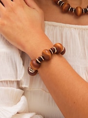 Mood Tone Wood Orb Stretch Bracelet - 2 paveikslėlis iš 3