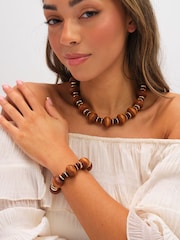 Mood Tone Wood Orb Stretch Bracelet - 3 paveikslėlis iš 3