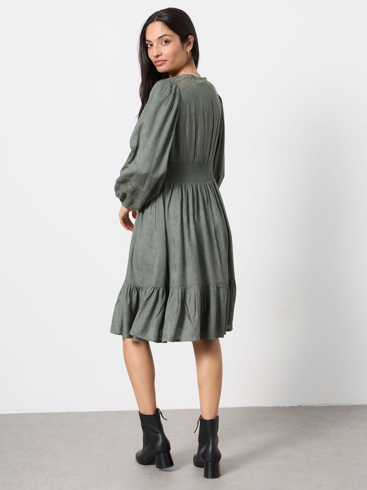 Olive Green - FatFace Jacquard Mini Dress - Larawan 2 ng 5