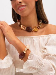 Mood צמיד נמתח מלוטש בשילוב שרף סינתטי - תמונה 2 מתוך 3