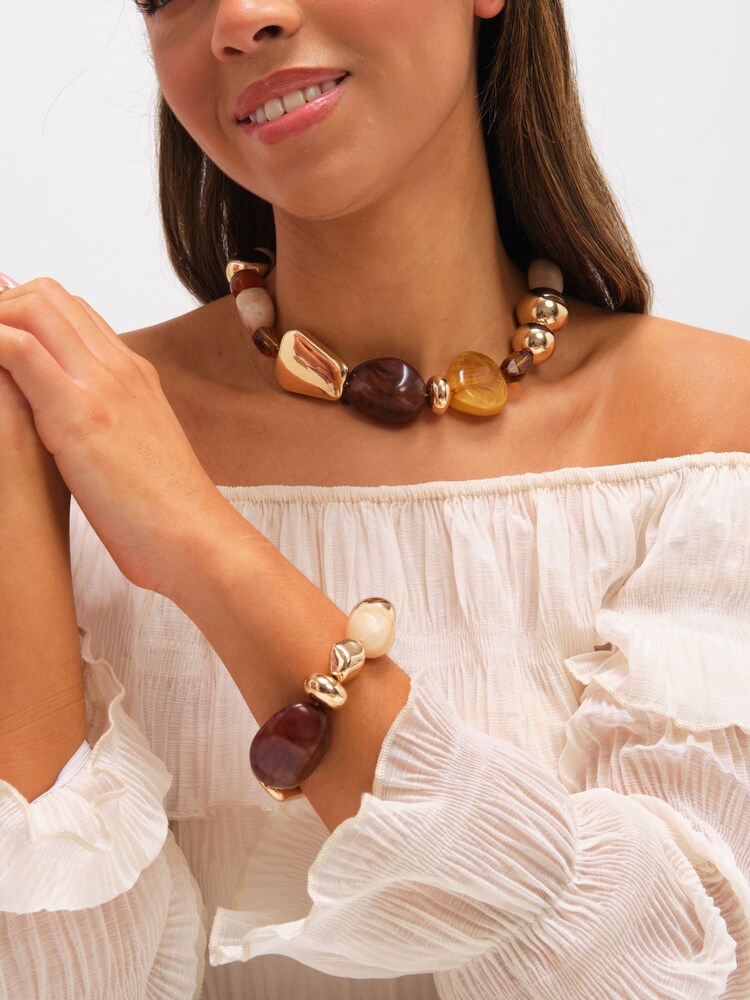 Mood צמיד נמתח מלוטש בשילוב שרף סינתטי - תמונה 2 מתוך 3 Mood צמיד נמתח מלוטש בשילוב שרף סינתטי - תמונה 2 מתוך 3