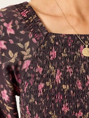 FatFace Adele Brown Winter Floral Petite Midi Dress - Image 3 of 5