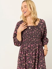 FatFace Adele Brown Winter Floral Petite Midi Dress - Image 4 of 5