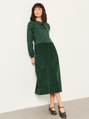 FatFace Pacey Green Petite Cord Contrast Midi Dress - Image 1 of 5