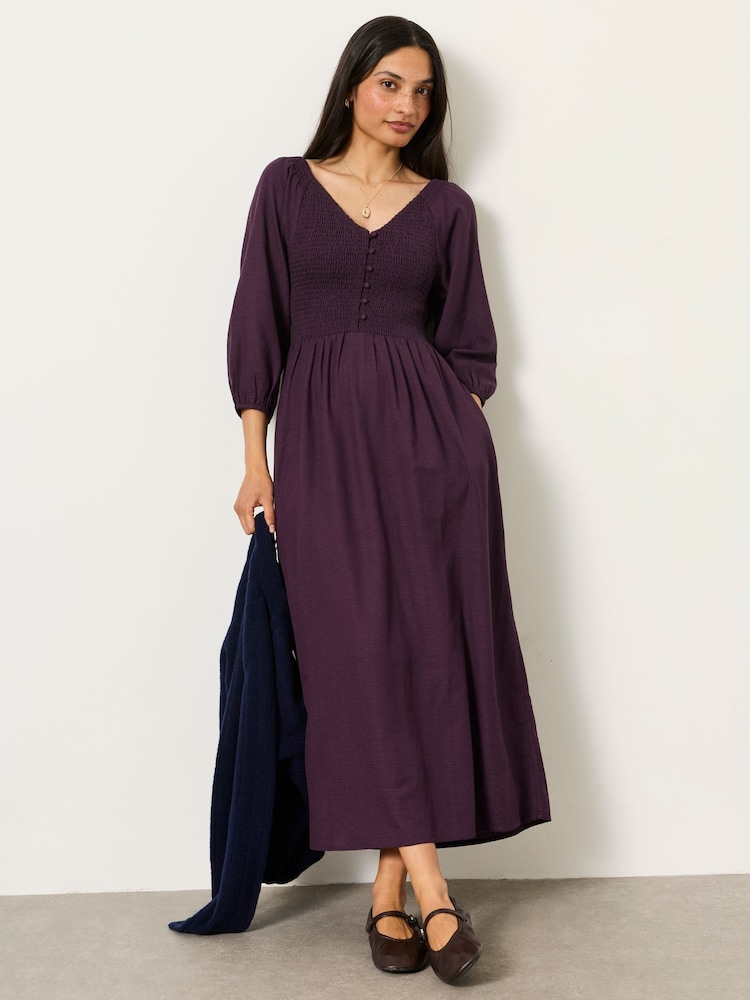 FatFace Adele Dark Purple Petite Midi Dress - Image 1 of 6 FatFace Adele Dark Purple Petite Midi Dress - Image 1 of 6