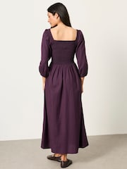 FatFace Adele Dark Purple Petite Midi Dress - Image 2 of 6