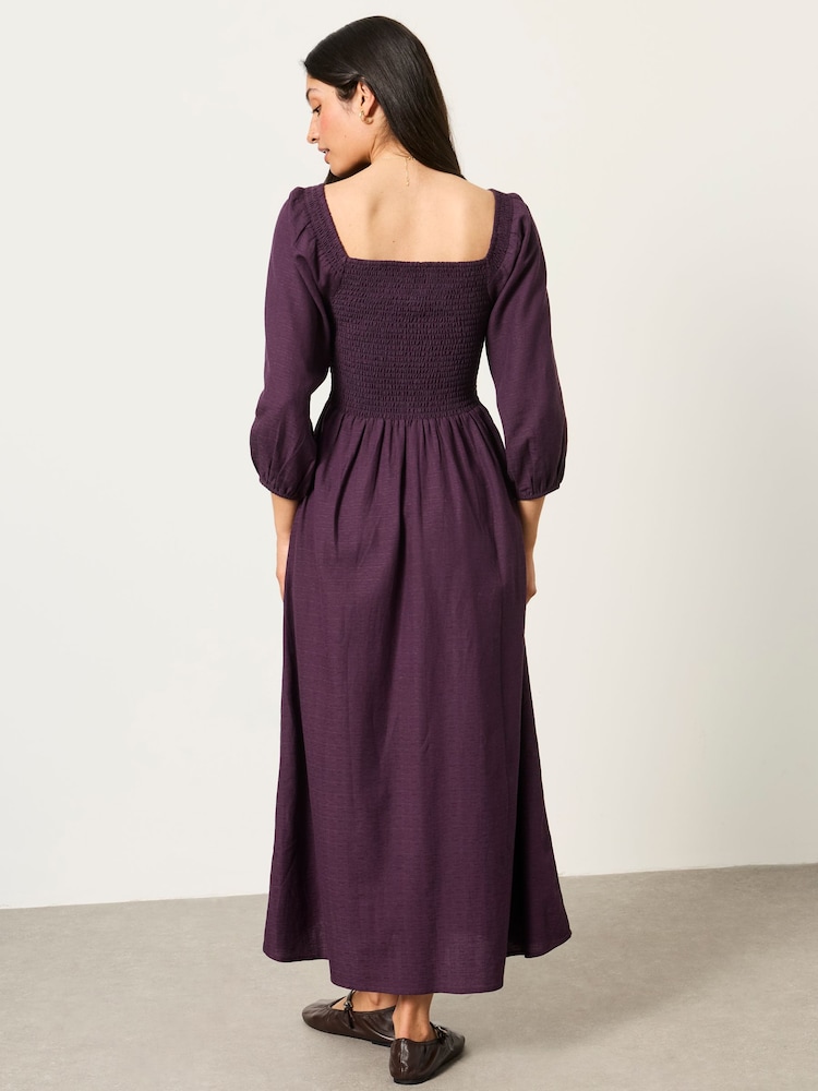 FatFace Adele Dark Purple Petite Midi Dress - Image 2 of 6 FatFace Adele Dark Purple Petite Midi Dress - Image 2 of 6