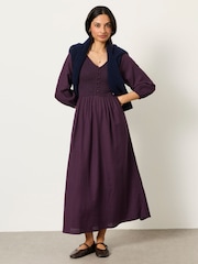 FatFace Adele Dark Purple Petite Midi Dress - Image 3 of 6