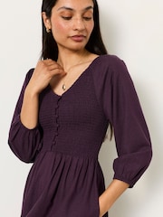 FatFace Adele Dark Purple Petite Midi Dress - Image 4 of 6