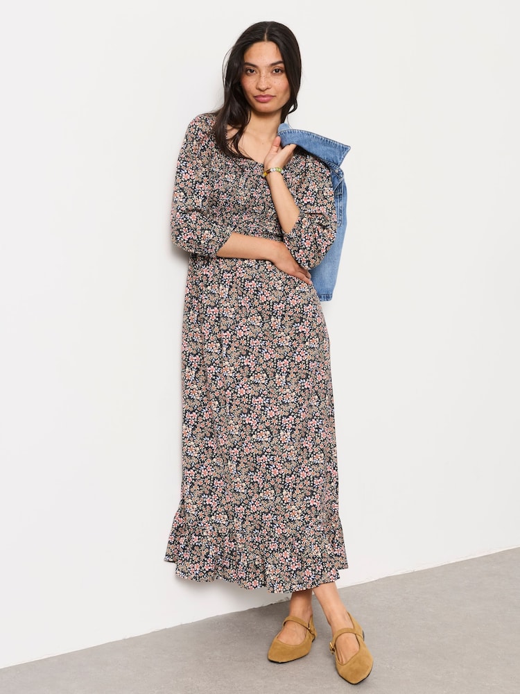 FatFace Adele Navy Meadow Petite Midi Dress - Image 1 of 5 FatFace Adele Navy Meadow Petite Midi Dress - Image 1 of 5