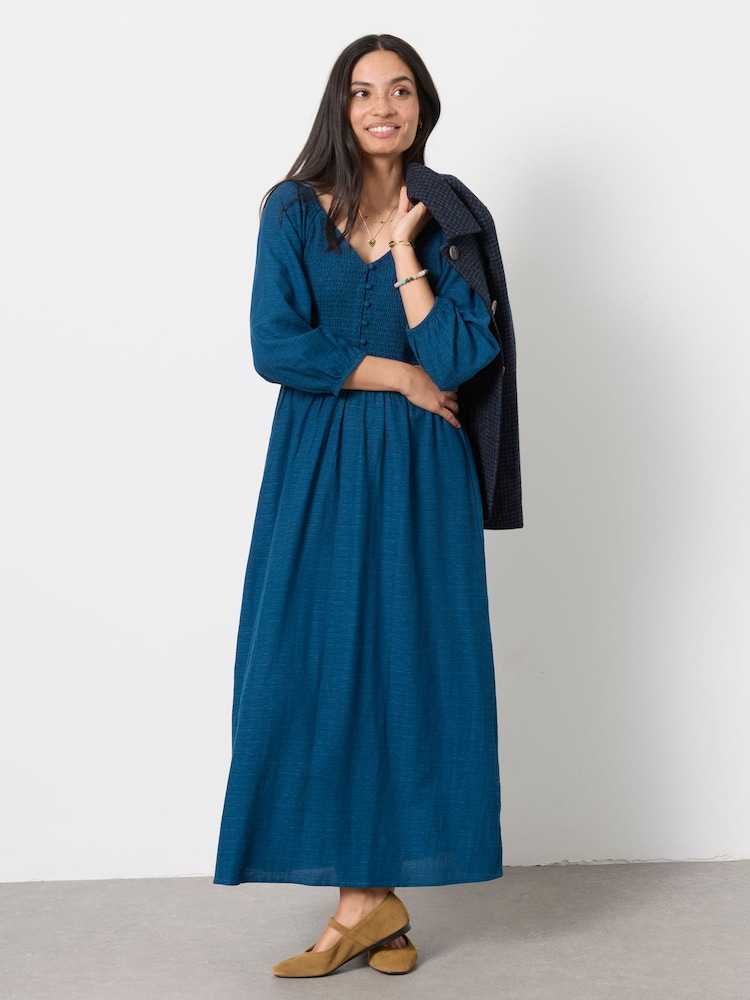FatFace Adele Blue Petite Midi Dress - Image 1 of 5 FatFace Adele Blue Petite Midi Dress - Image 1 of 5