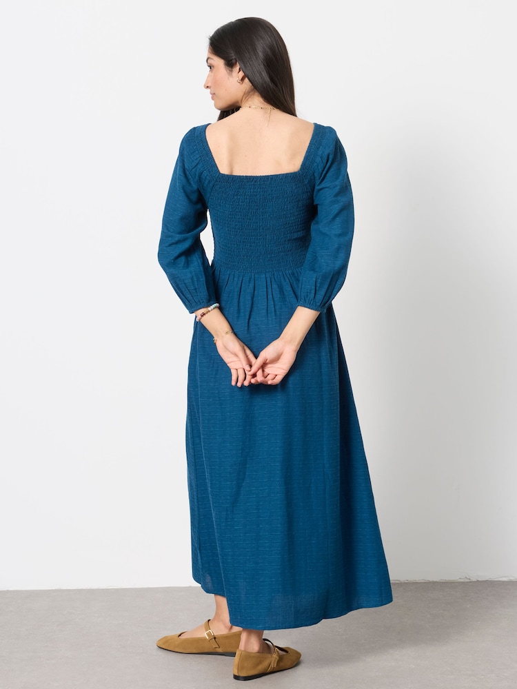 FatFace Adele Blue Petite Midi Dress - Image 2 of 5 FatFace Adele Blue Petite Midi Dress - Image 2 of 5