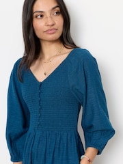 FatFace Adele Blue Petite Midi Dress - Image 3 of 5