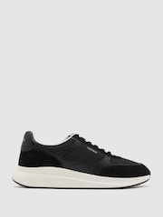 Reiss Black/White Hudson Suede-Trim Runner Trainers - Image 2 of 5
