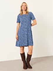Blue 2 Tone Floral - FATFACE квітковий Jersey сукня - Image 1 of 7