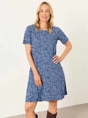 Blue 2 Tone Floral - FATFACE квітковий Jersey сукня - Image 4 of 7