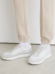 Reiss White Grant Bonded-Leather Lightweight Runner Trainers - Image 2 of 6